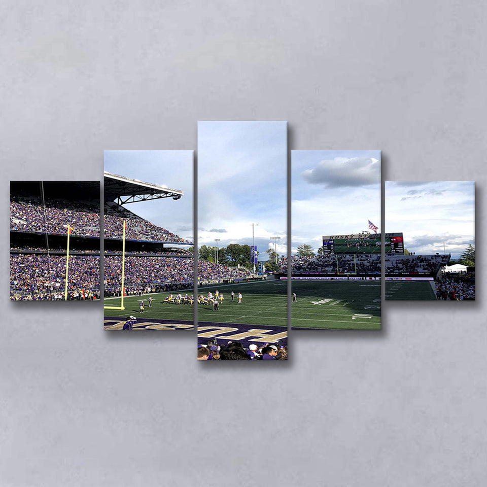 Washington Huskies Stadium Canvas Prints Husky Stadium Wall Art American,Multi Panels,Sport Stadium Art Prints, Fan Gift