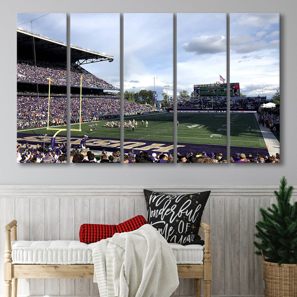Washington Huskies Stadium Canvas Prints Husky Stadium Wall Art American,Multi Panels B,Sport Stadium Art Prints, Fan Gift