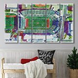 Washington State Cougars Martin Stadium Watercolor, 5 Pieces B, Multi Panel Canvas Prints Wall Art Decor