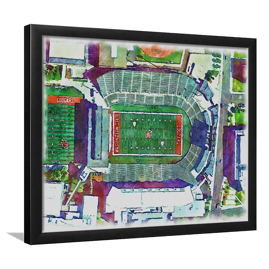 Washington State Cougars Martin Stadium Watercolor, Sport Prints Fan Gift, Framed Art Prints Wall Art Decor
