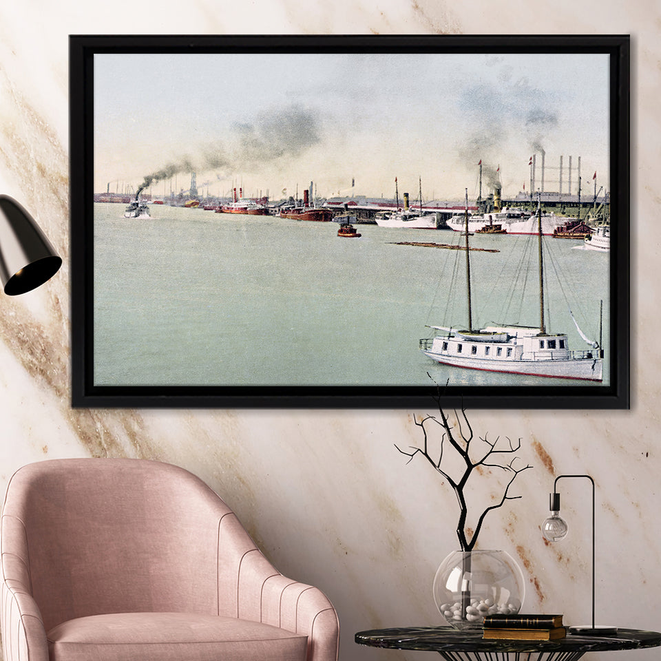 The Port Of New Orleans Framed Canvas Prints Wall Art - Painting Canvas, Wall Decor, For Sale