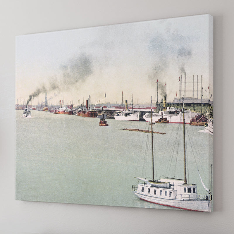 Water Front Mobile Alabama Vintage Photograph Canvas Wall Art - Canvas Prints, Prints For Sale, Painting Canvas
