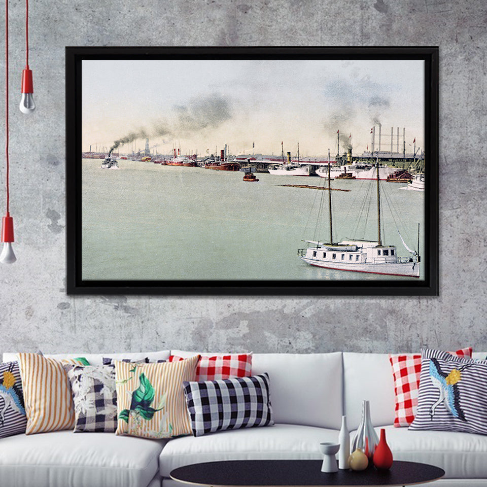 The Port Of New Orleans Framed Canvas Prints Wall Art - Painting Canvas, Wall Decor, For Sale
