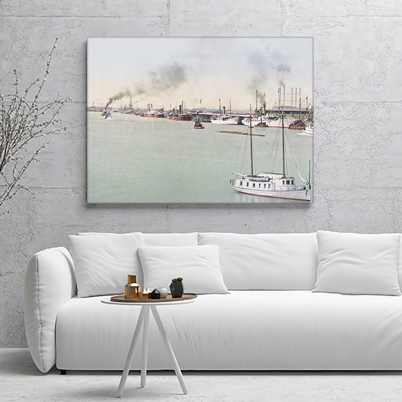 Water Front Mobile Alabama Vintage Photograph Canvas Wall Art - Canvas Prints, Prints For Sale, Painting Canvas