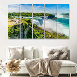 Water rushing over Niagara Falls New York USA 5 Pieces Canvas Prints Wall Art - Painting Canvas, Multi Panels, Wall Decor