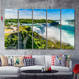 Water rushing over Niagara Falls New York USA 5 Pieces Canvas Prints Wall Art - Painting Canvas, Multi Panels, Wall Decor