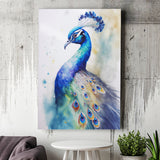 Watercolor Peacock, Peacock Painting Canvas Prints Wall Art, Home Living Room Decor, Large Canvas