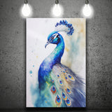 Watercolor Peacock, Peacock Painting Canvas Prints Wall Art, Home Living Room Decor, Large Canvas