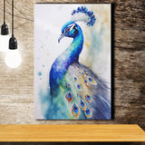 Watercolor Peacock, Peacock Painting Canvas Prints Wall Art, Home Living Room Decor, Large Canvas