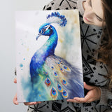 Watercolor Peacock, Peacock Painting Canvas Prints Wall Art, Home Living Room Decor, Large Canvas