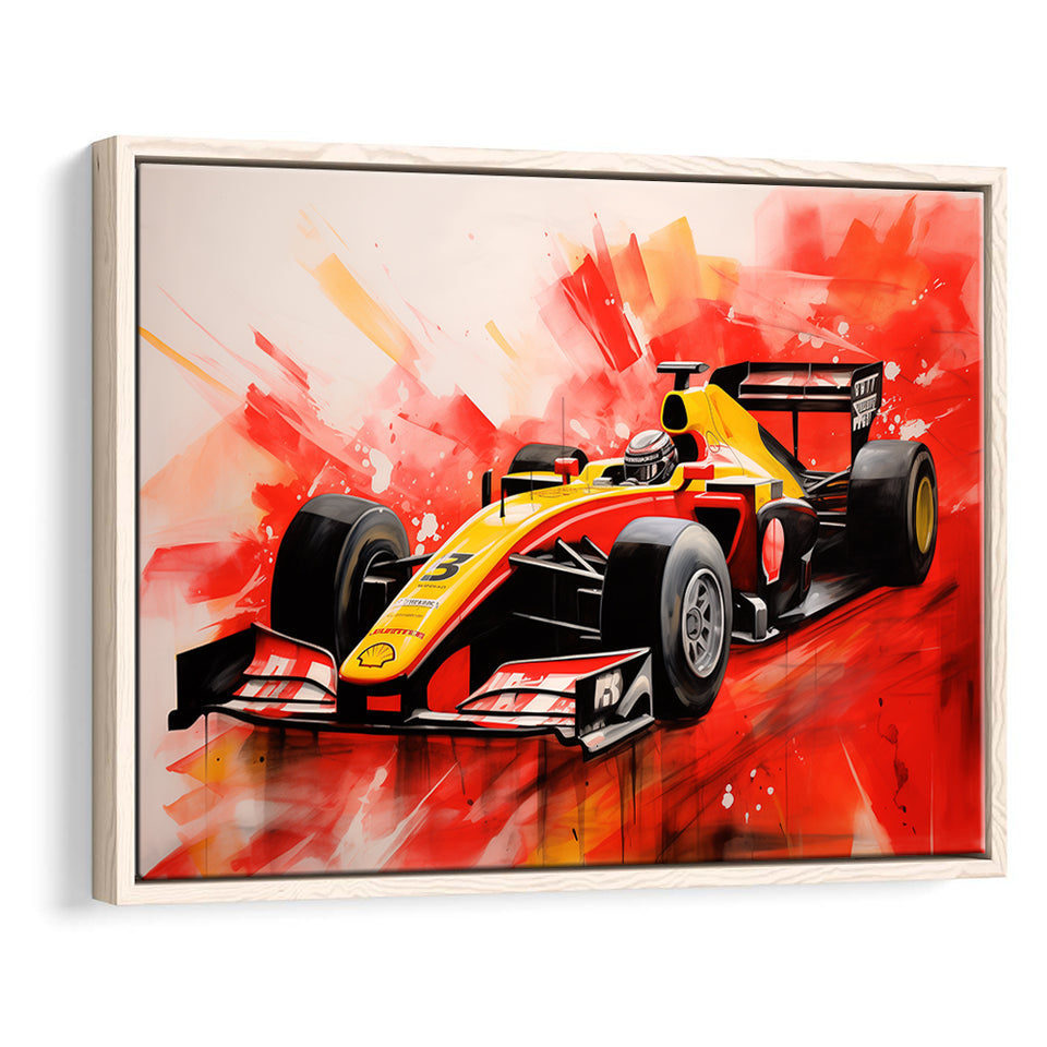Watercolor  Racing Car Formula One Art Mixed Color, Framed Canvas Prints Wall Art Decor, Floating Frame
