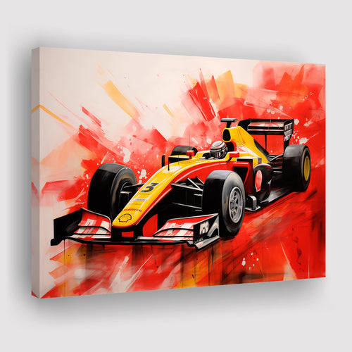 Watercolor  Racing Car Formula One Art Mixed Color Canvas Prints Wall Art, Painting Art Home Decor