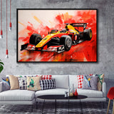 Watercolor  Racing Car Formula One Art Mixed Color, Framed Canvas Prints Wall Art Decor, Floating Frame