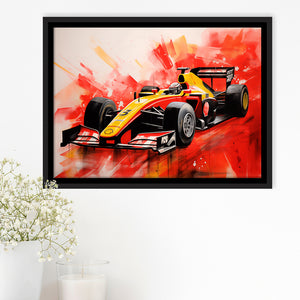 Watercolor  Racing Car Formula One Art Mixed Color, Framed Canvas Prints Wall Art Decor, Floating Frame
