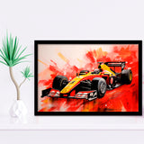 Watercolor  Racing Car Formula One Art Mixed Color Framed Art Prints Wall Decor, Framed Painting Art