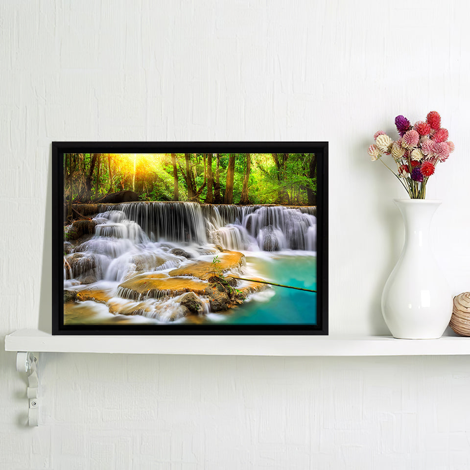 Waterfall Nature Beauty Framed Canvas Wall Art - Canvas Prints, Prints For Sale, Painting Canvas,Framed Prints