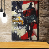 We Dont Know Them All But We Owe Them All Us Veteran Framed Canvas Prints Wall Art - Painting Canvas, Wall Decor