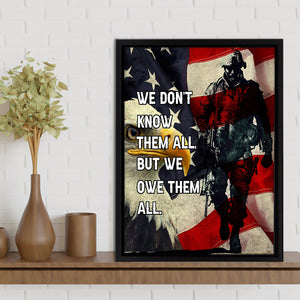 We Dont Know Them All But We Owe Them All Us Veteran Framed Canvas Prints Wall Art - Painting Canvas, Wall Decor 
