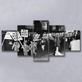 We Want Beer Black And White Print, Prohibition Protest 5 Panels, Canvas Prints Wall Art Decor, Large Canvas Art