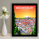 Wednesbury United Kingdom Art Sunset Art Print, City Art Print, Framed Art Print Wall Art Home Decor, Framed Picture