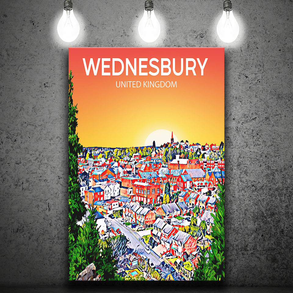 Wednesbury United Kingdom Art Sunset Art Print ,City Art Print, Large Canvas, Canvas Print Wall Art Home Decor