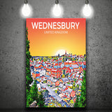 Wednesbury United Kingdom Art Sunset Art Print ,City Art Print, Large Canvas, Canvas Print Wall Art Home Decor