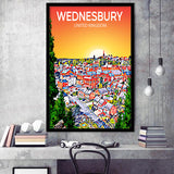 Wednesbury United Kingdom Art Sunset Art Print, City Art Print, Framed Art Print Wall Art Home Decor, Framed Picture