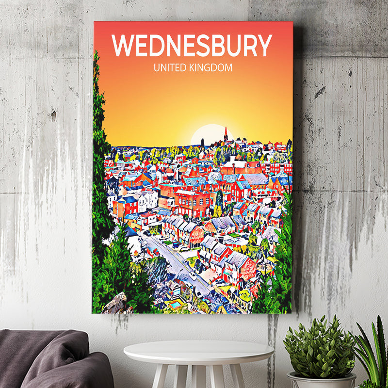 Wednesbury United Kingdom Art Sunset Art Print ,City Art Print, Large Canvas, Canvas Print Wall Art Home Decor