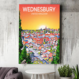 Wednesbury United Kingdom Art Sunset Art Print ,City Art Print, Large Canvas, Canvas Print Wall Art Home Decor