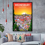 Wednesbury United Kingdom Art Sunset Art Print, City Art Print, Framed Art Print Wall Art Home Decor, Framed Picture