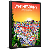 Wednesbury United Kingdom Art Sunset Art Print, City Art Print, Framed Art Print Wall Art Home Decor, Framed Picture