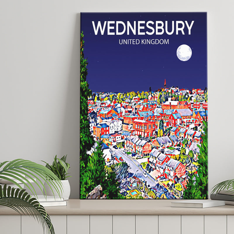 Wednesbury United Kingdom Art Night Art Print ,City Art Print, Large Canvas, Canvas Print Wall Art Home Decor