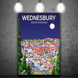 Wednesbury United Kingdom Art Night Art Print ,City Art Print, Large Canvas, Canvas Print Wall Art Home Decor