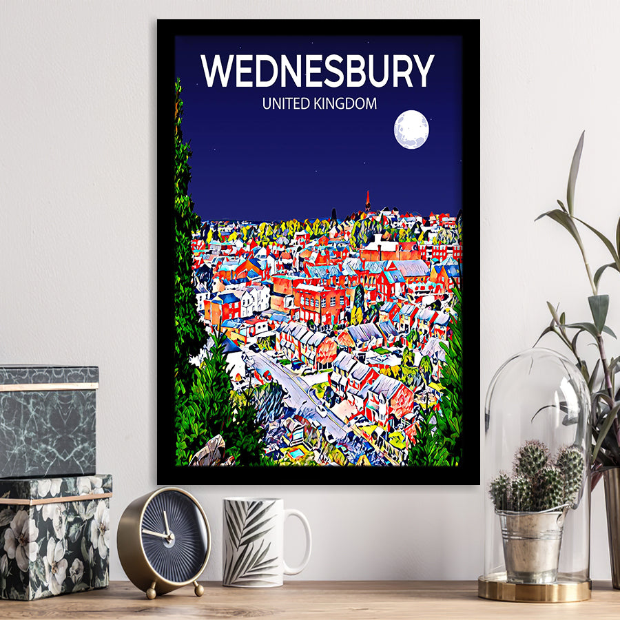 Wednesbury United Kingdom Art Night Art Print, City Art Print, Framed Art Print Wall Art Home Decor, Framed Picture