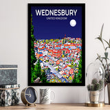 Wednesbury United Kingdom Art Night Art Print, City Art Print, Framed Art Print Wall Art Home Decor, Framed Picture