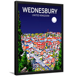 Wednesbury United Kingdom Art Night Art Print, City Art Print, Framed Art Print Wall Art Home Decor, Framed Picture