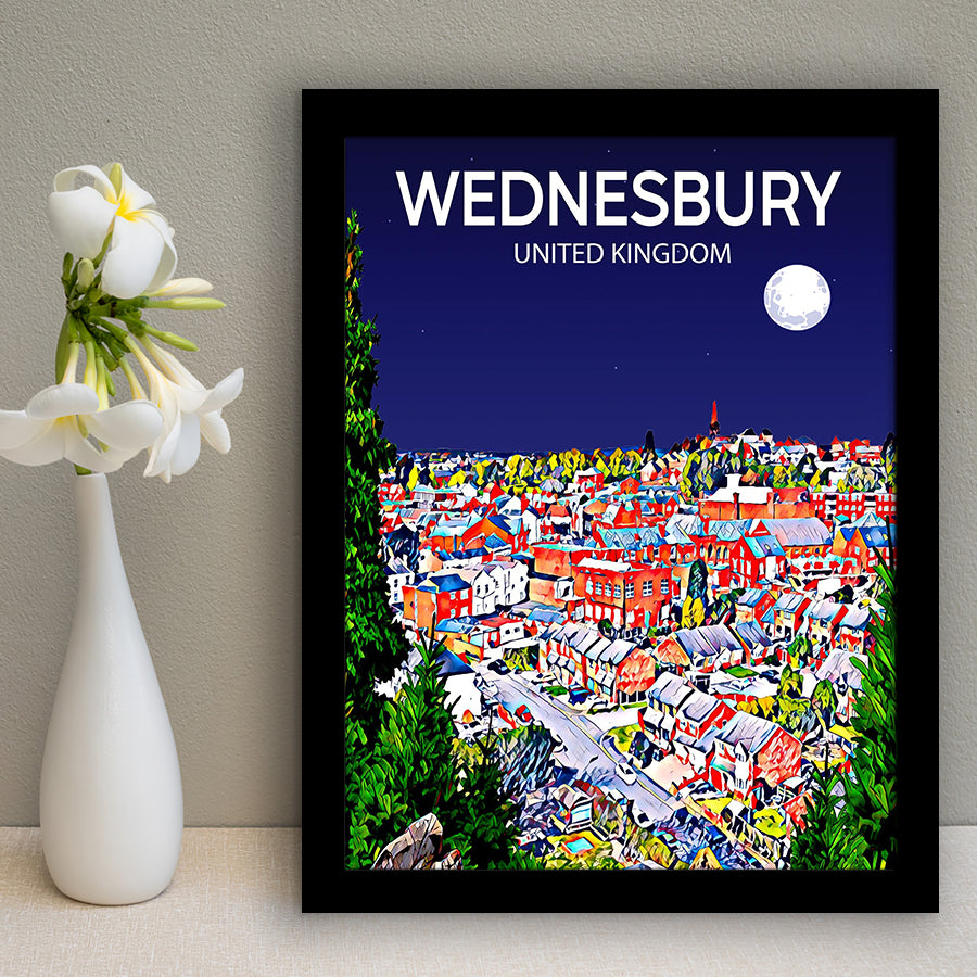Wednesbury United Kingdom Art Night Art Print, City Art Print, Framed Art Print Wall Art Home Decor, Framed Picture