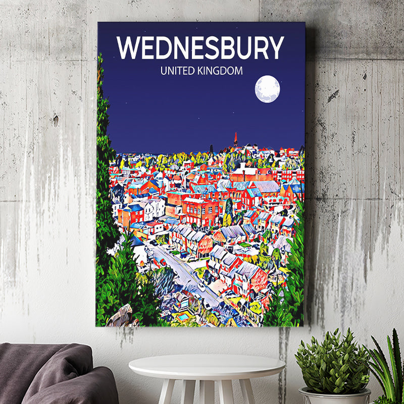 Wednesbury United Kingdom Art Night Art Print ,City Art Print, Large Canvas, Canvas Print Wall Art Home Decor