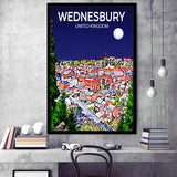 Wednesbury United Kingdom Art Night Art Print, City Art Print, Framed Art Print Wall Art Home Decor, Framed Picture