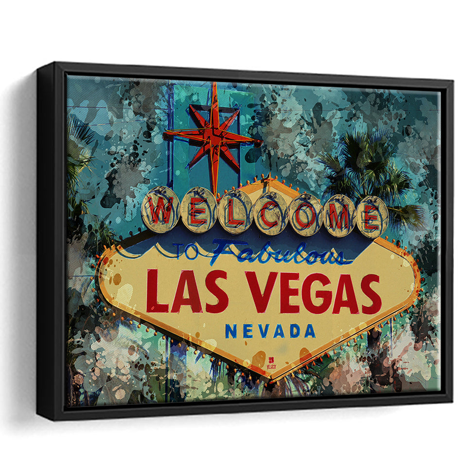 Welcome To Las Vegas Framed Canvas Prints Wall Art Decor - Painting Canvas, Framed Picture, Home Decor