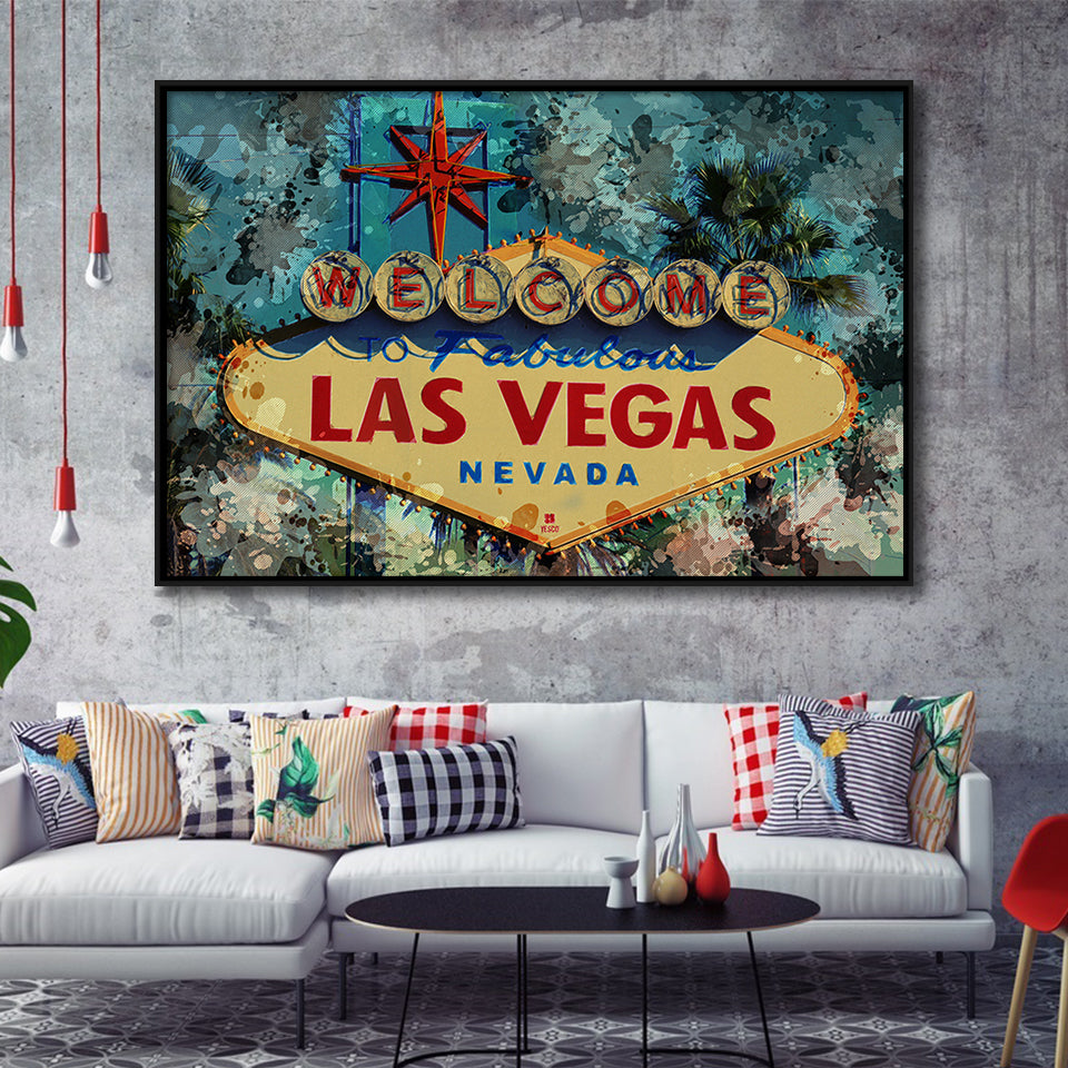 Welcome To Las Vegas Framed Canvas Prints Wall Art Decor Painting – UnixCanvas