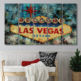 Welcome To Las Vegas 5 Piece B Canvas Prints Wall Art Decor, Multi Panels,Large Canvas, Home Decor