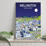 Wellington New Zealand Art Night Art Print ,City Art Print, Large Canvas, Canvas Print Wall Art Home Decor