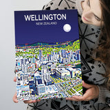 Wellington New Zealand Art Night Art Print ,City Art Print, Large Canvas, Canvas Print Wall Art Home Decor