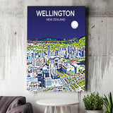 Wellington New Zealand Art Night Art Print ,City Art Print, Large Canvas, Canvas Print Wall Art Home Decor