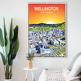 Wellington New Zealand Art, Large Canvas, Framed Canvas Print Wall Art Home Decor, Floating Frame
