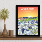 Wellington New Zealand Art, Large Canvas, Framed Canvas Print Wall Art Home Decor, Floating Frame