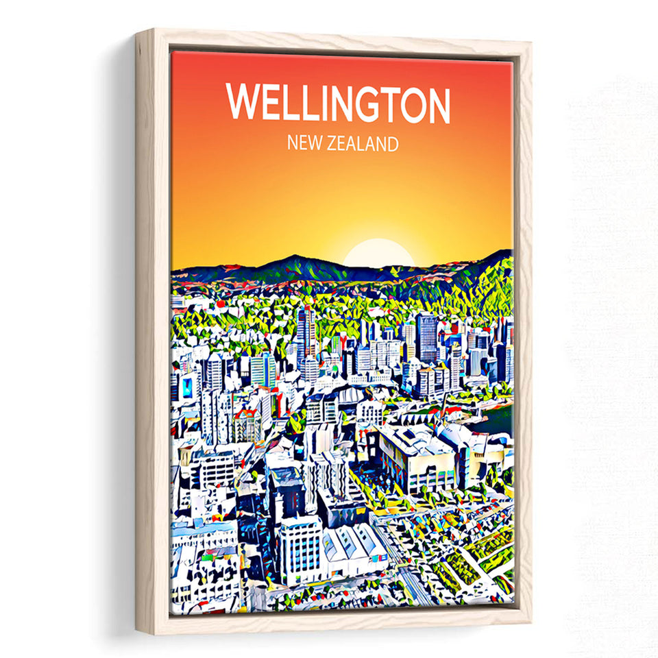 Wellington New Zealand Art, Large Canvas, Framed Canvas Print Wall Art Home Decor, Floating Frame