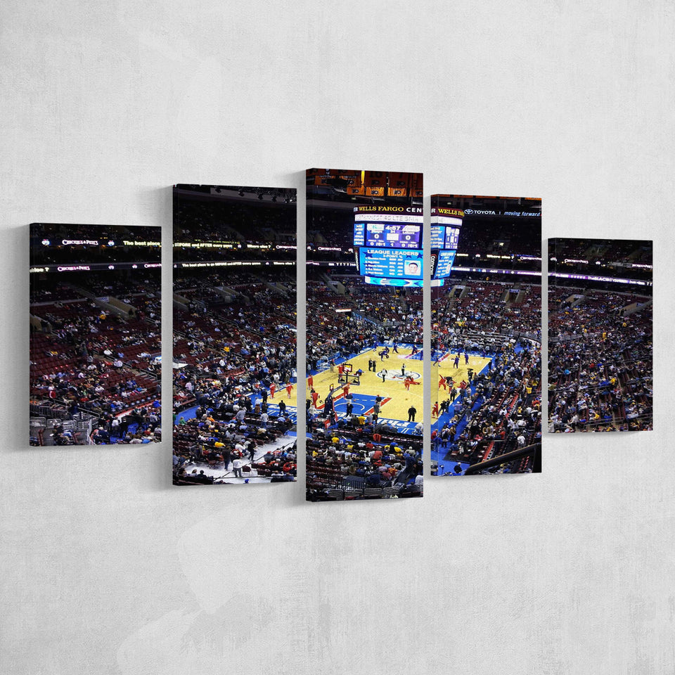 Wells Fargo Center Stadium Canvas Prints Philadelphia 76ers Wall Art,Multi Panels,Sport Stadium Art Prints, Fan Gift