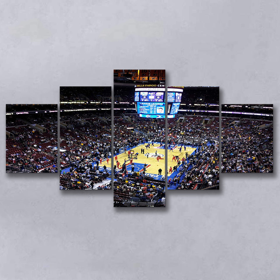 Wells Fargo Center Stadium Canvas Prints Philadelphia 76ers Wall Art,Multi Panels,Sport Stadium Art Prints, Fan Gift